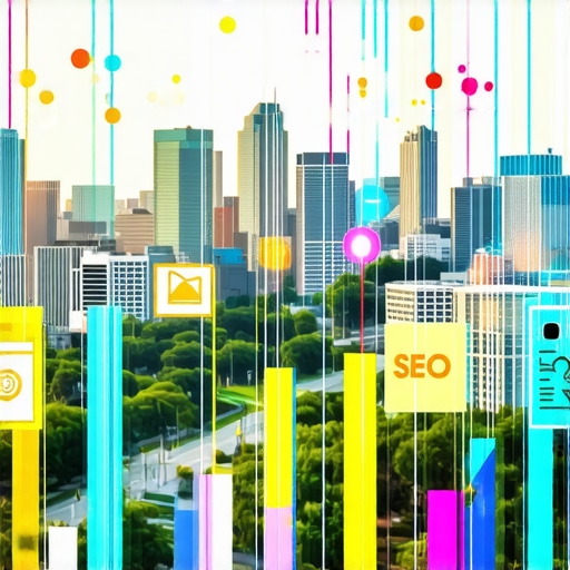 Charlotte cityscape with digital marketing icons