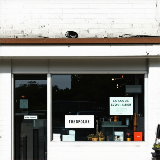 Brightly lit Charlotte storefront with signage and outdoor seating