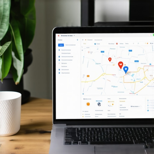 Laptop displaying local SEO analytics on Charlotte map.