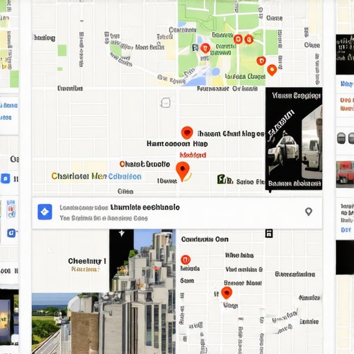 Collage of Charlotte businesses and Google Maps
