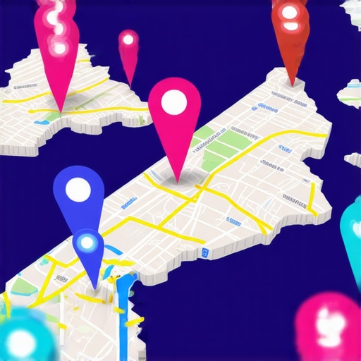 Map illustration showing Charlotte businesses with SEO signal icons for local search optimization