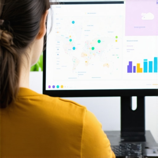 Person analyzing local SEO software and map analytics on a computer